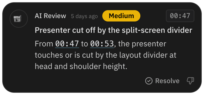 Finding for a presenter cut off by the screen divider
