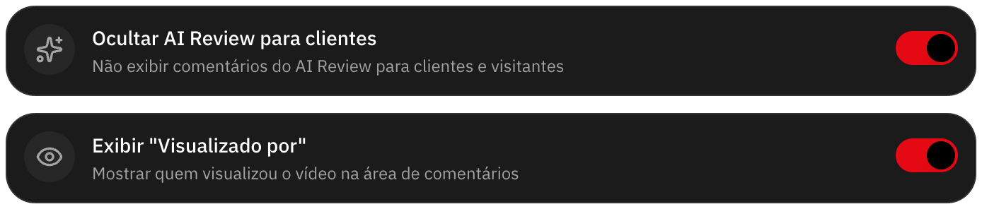 Configuração para ocultar a revisão por IA dos clientes