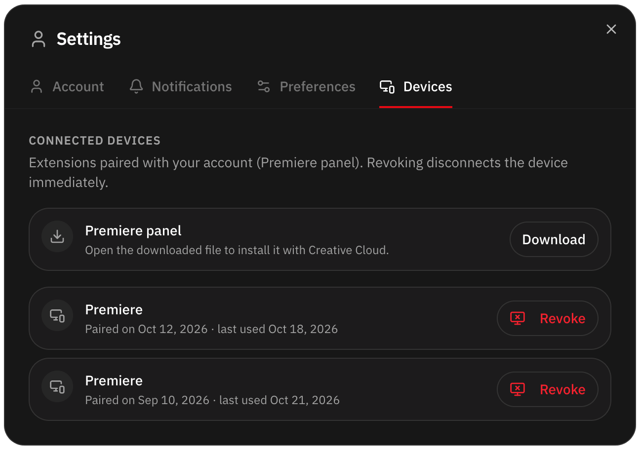 Dispositivos conectados en tu perfil