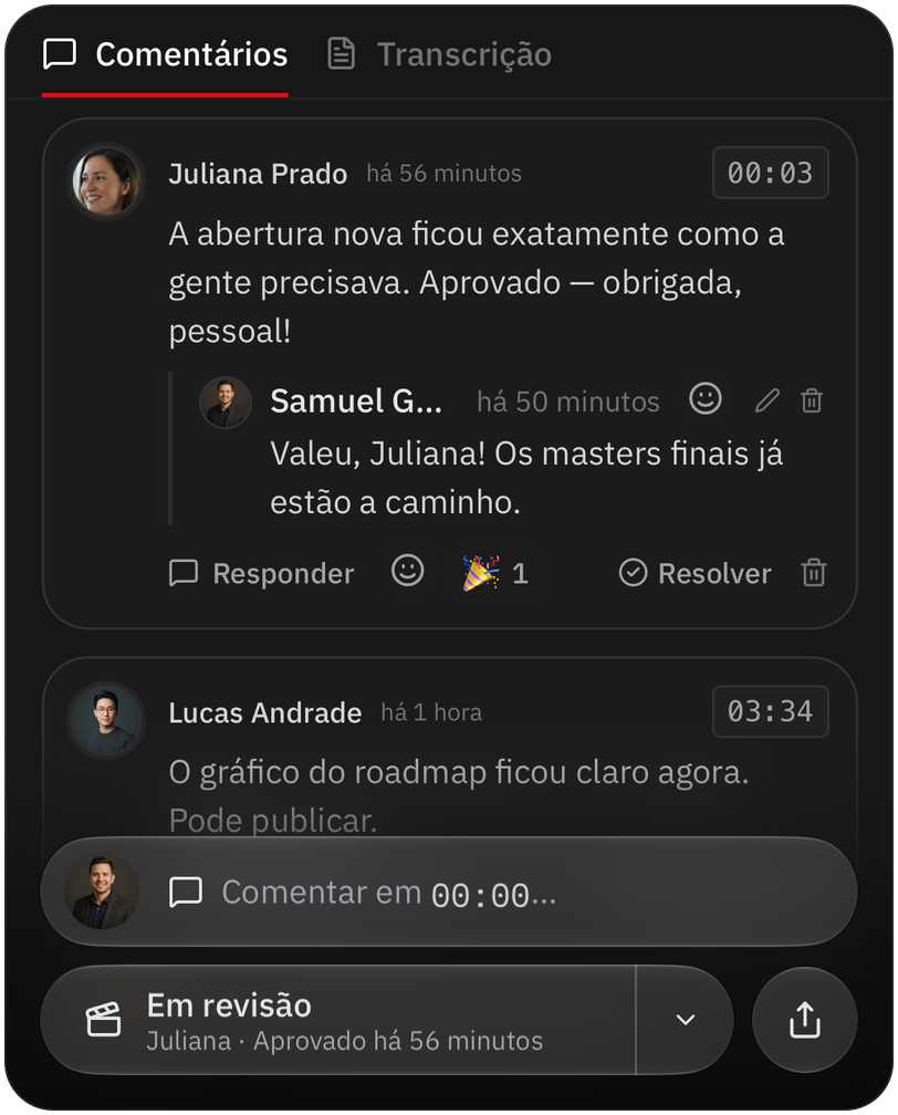Versão enviada ao cliente, com o status da aprovação no iPhone