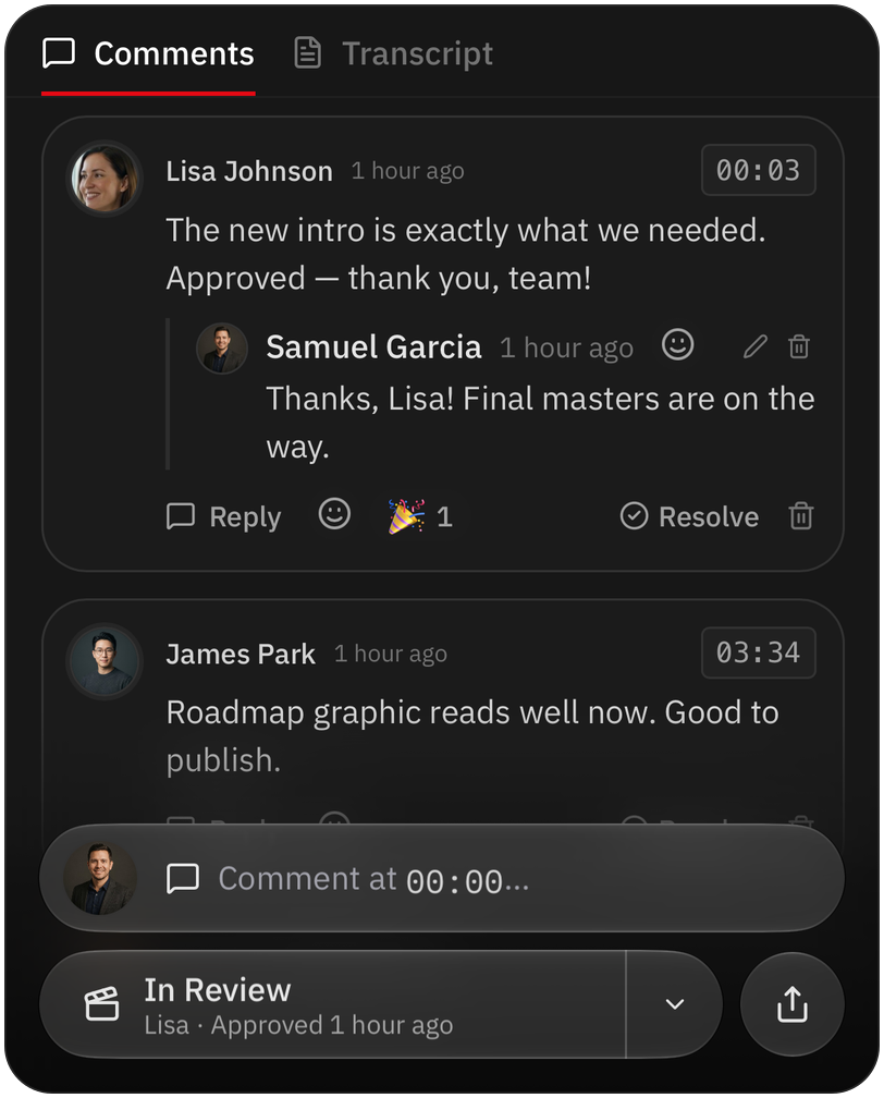 Version sent to the client, with the approval status on iPhone